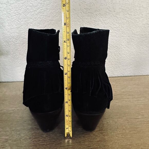 Gianni Bini Black Suede Western Fringe Ankle Boots Booties 9 - Picture 4 of 6